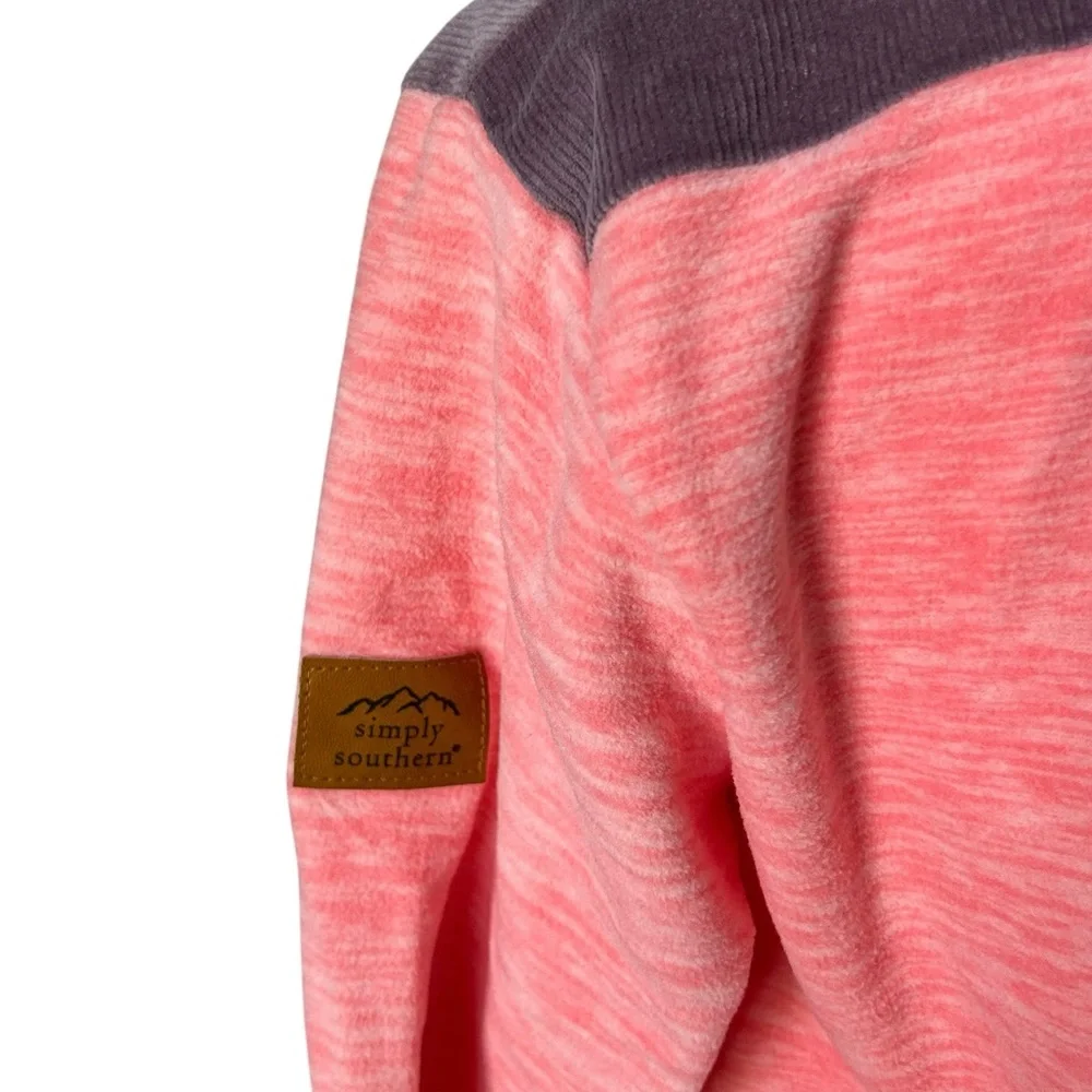 Simply Southern SimplyCordy Half-Zip Sweatshirt in Coral & Purple S - Picture 5 of 11